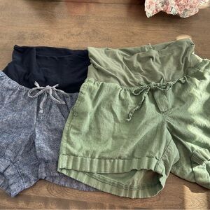 Old Navy maternity shorts bundle size medium blue and olive